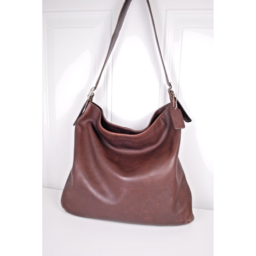 Vintage COACH Slim Legacy #9406 Mahogany Brown Leather Hobo Shoulder Bag 90's